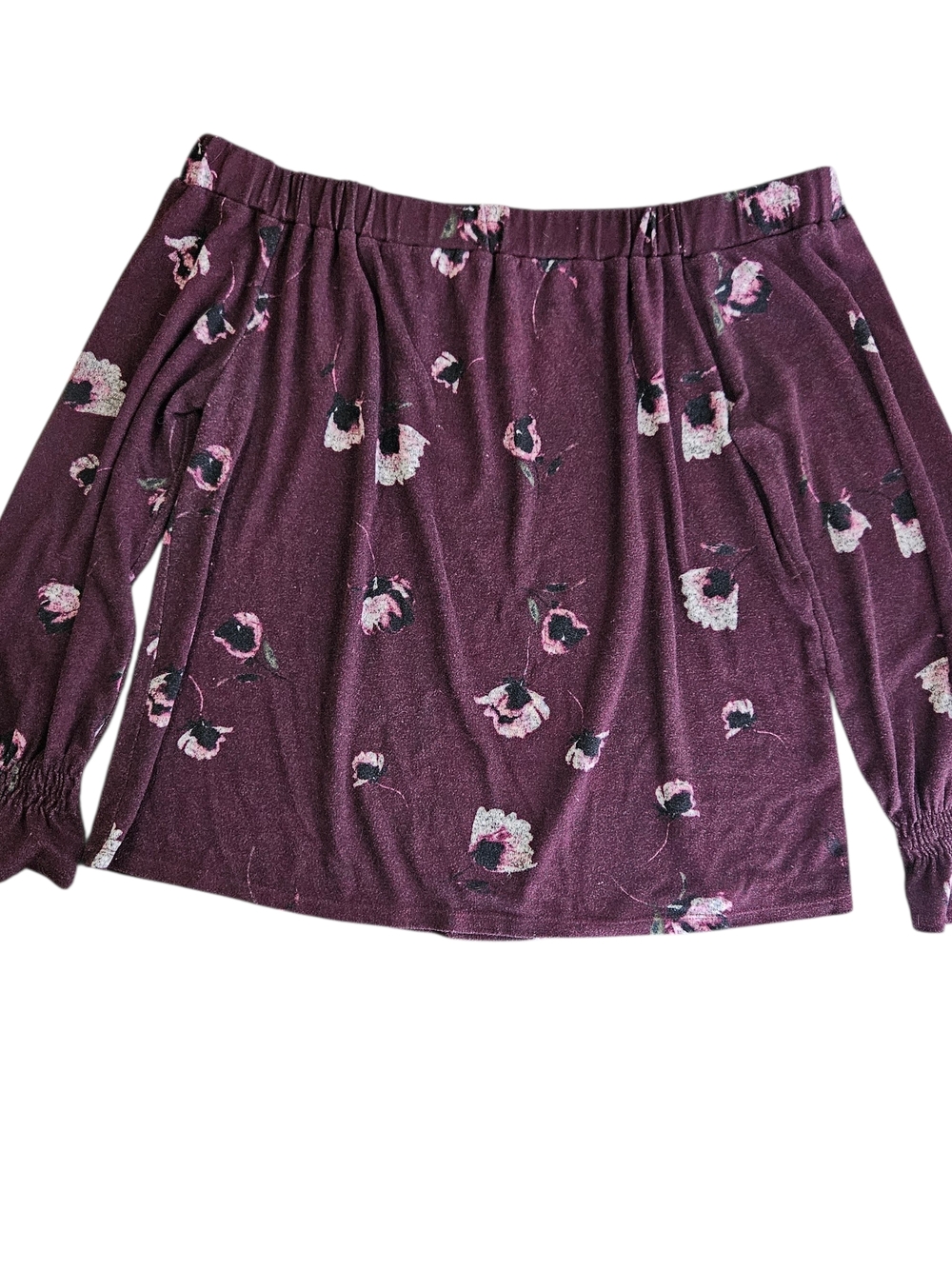 Maurices Plum Off-Shoulder Floral Peasant Blouse XL